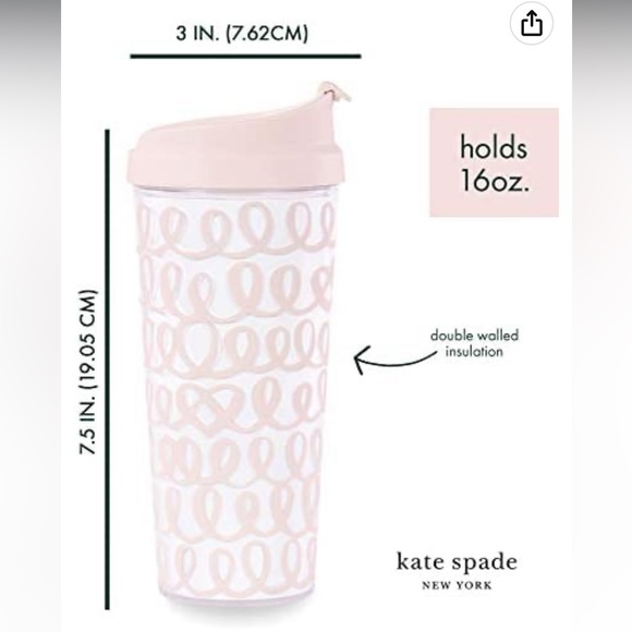 NWT kate spade new york Heart Knot Thermal Travel Mug - Picture 2 of 9